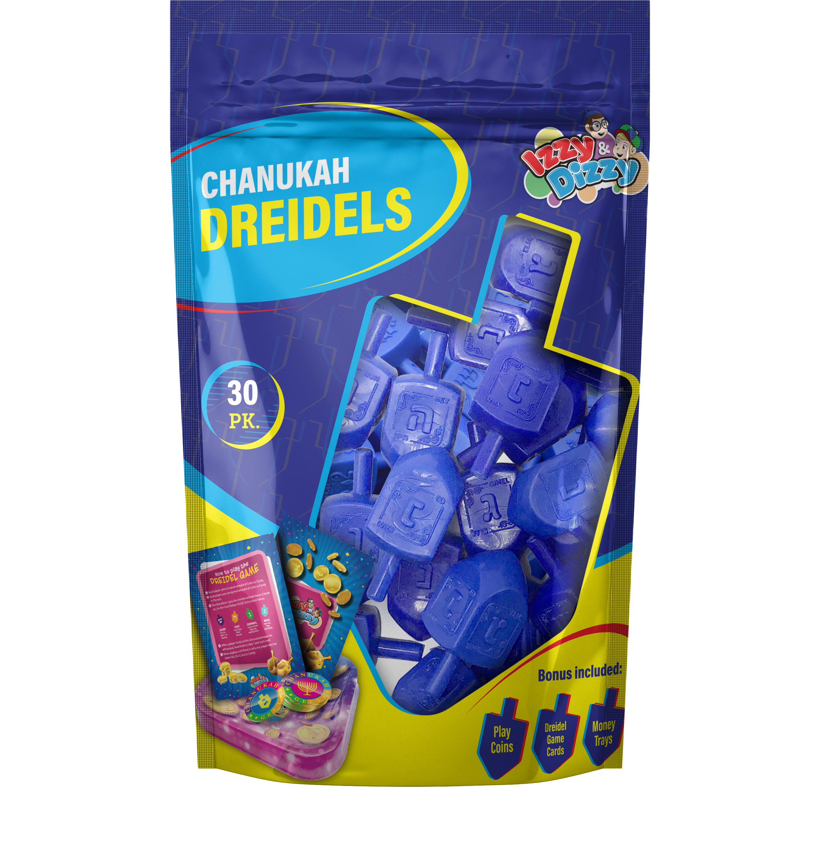 30 Blue Plastic Dreidels Medium — Judaica Square