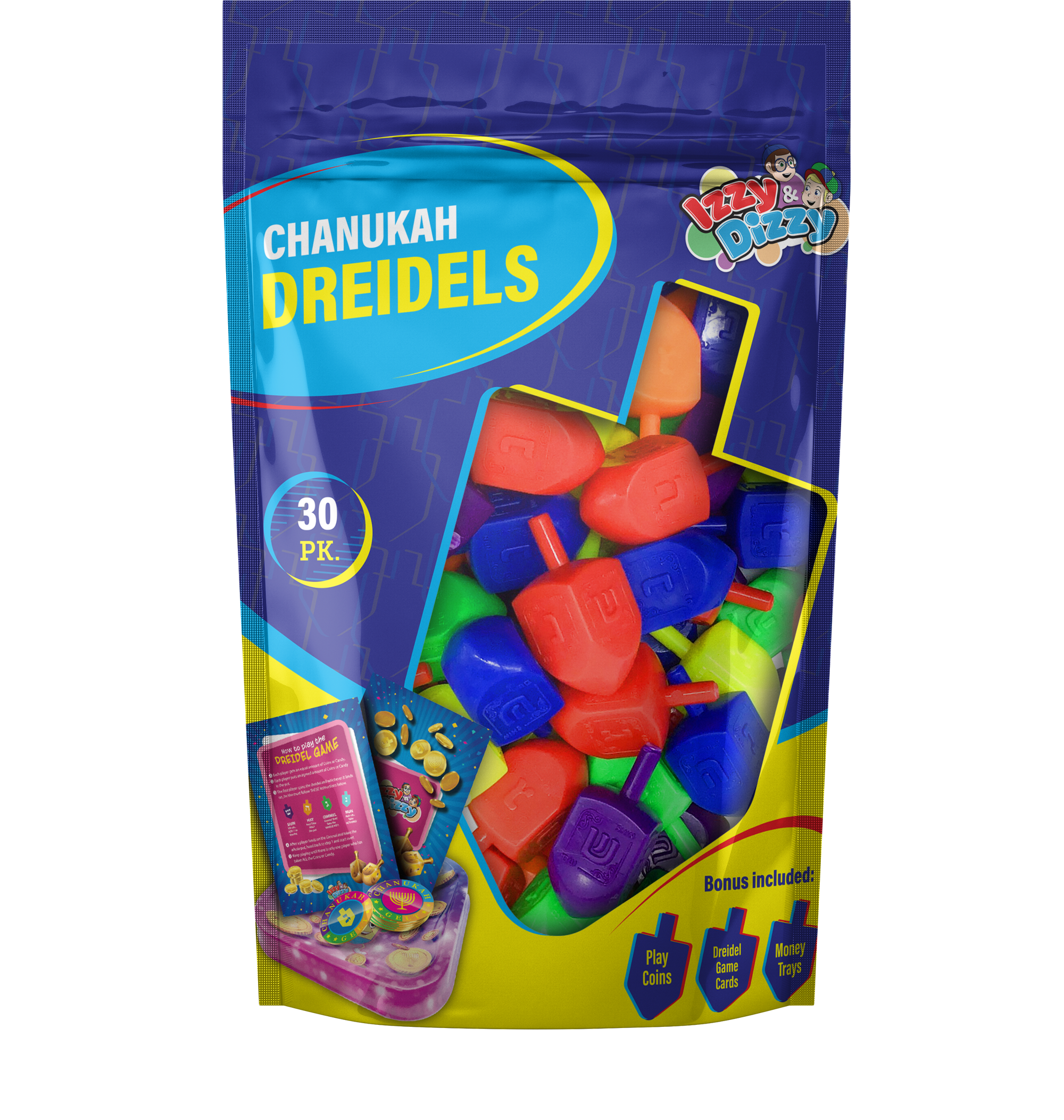 30 Multi Color Plastic Dreidels Medium — Judaica Square