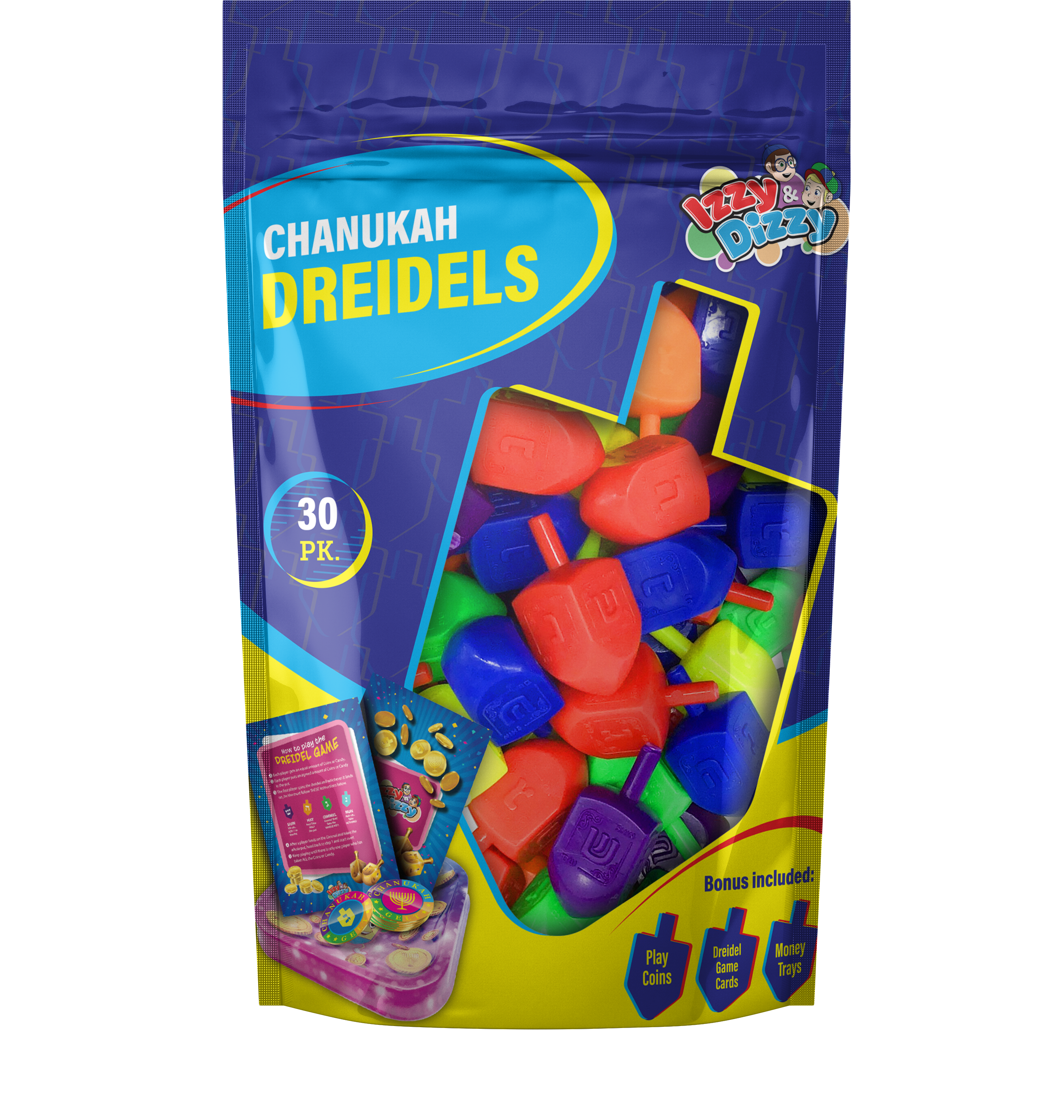 30 Multi Color Plastic Dreidels Medium — Judaica Square