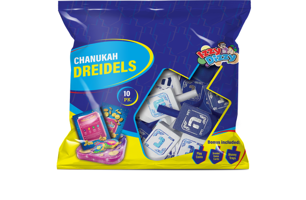 10PK. Blue & White Wood Dreidels Medium Pack — Judaica Square