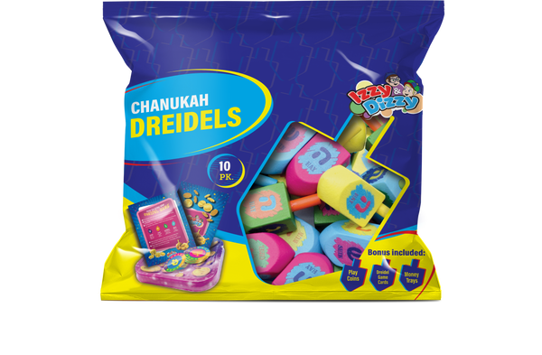 10PK. Multi Colored Wood Dreidels Medium Pack — Judaica Square