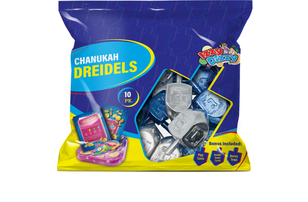 10PK. Blue & Silver Metallic Dreidels Medium Pack — Judaica Square
