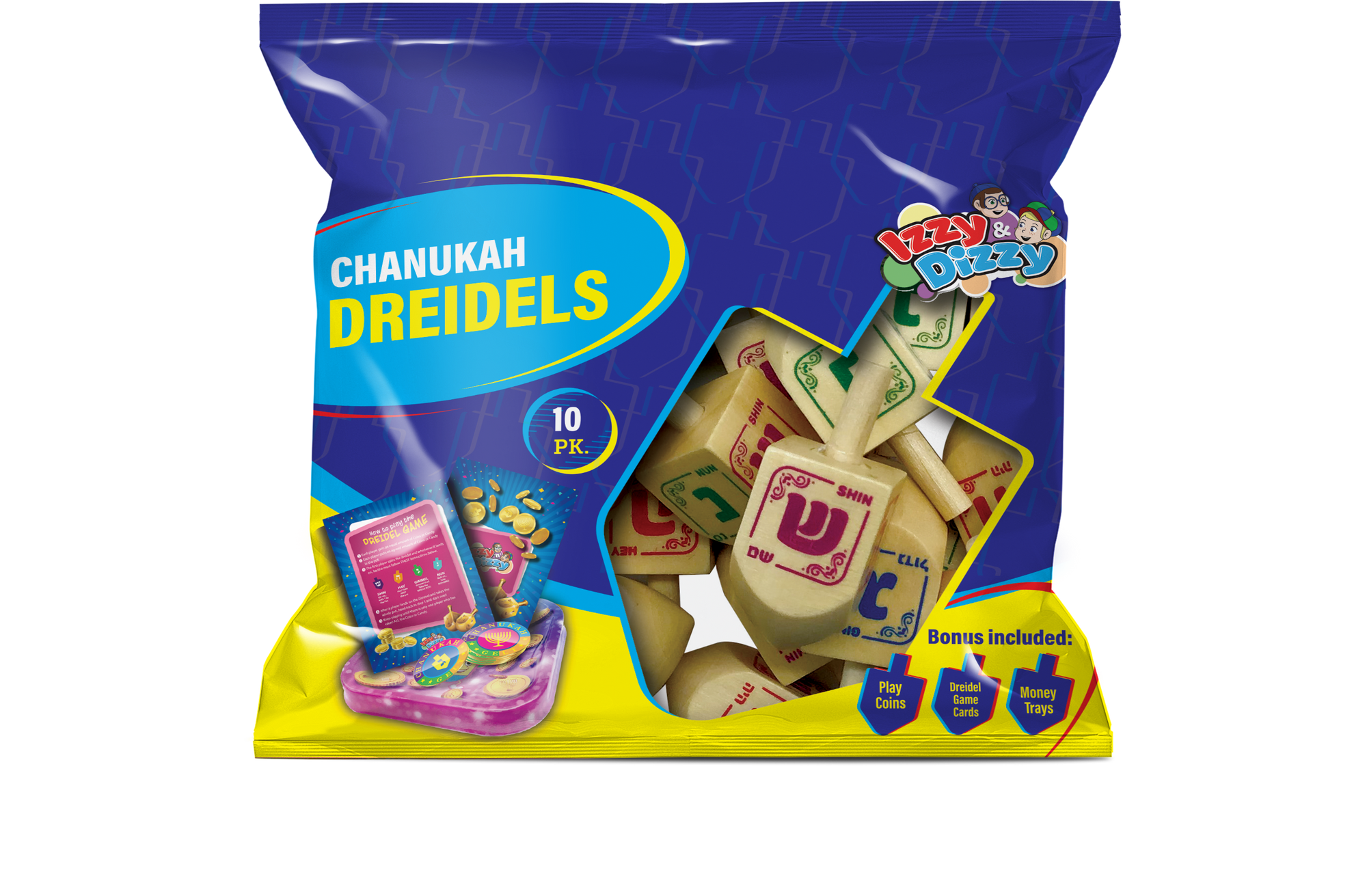 10pk. Natural Wood Color Dreidels — Judaica Square