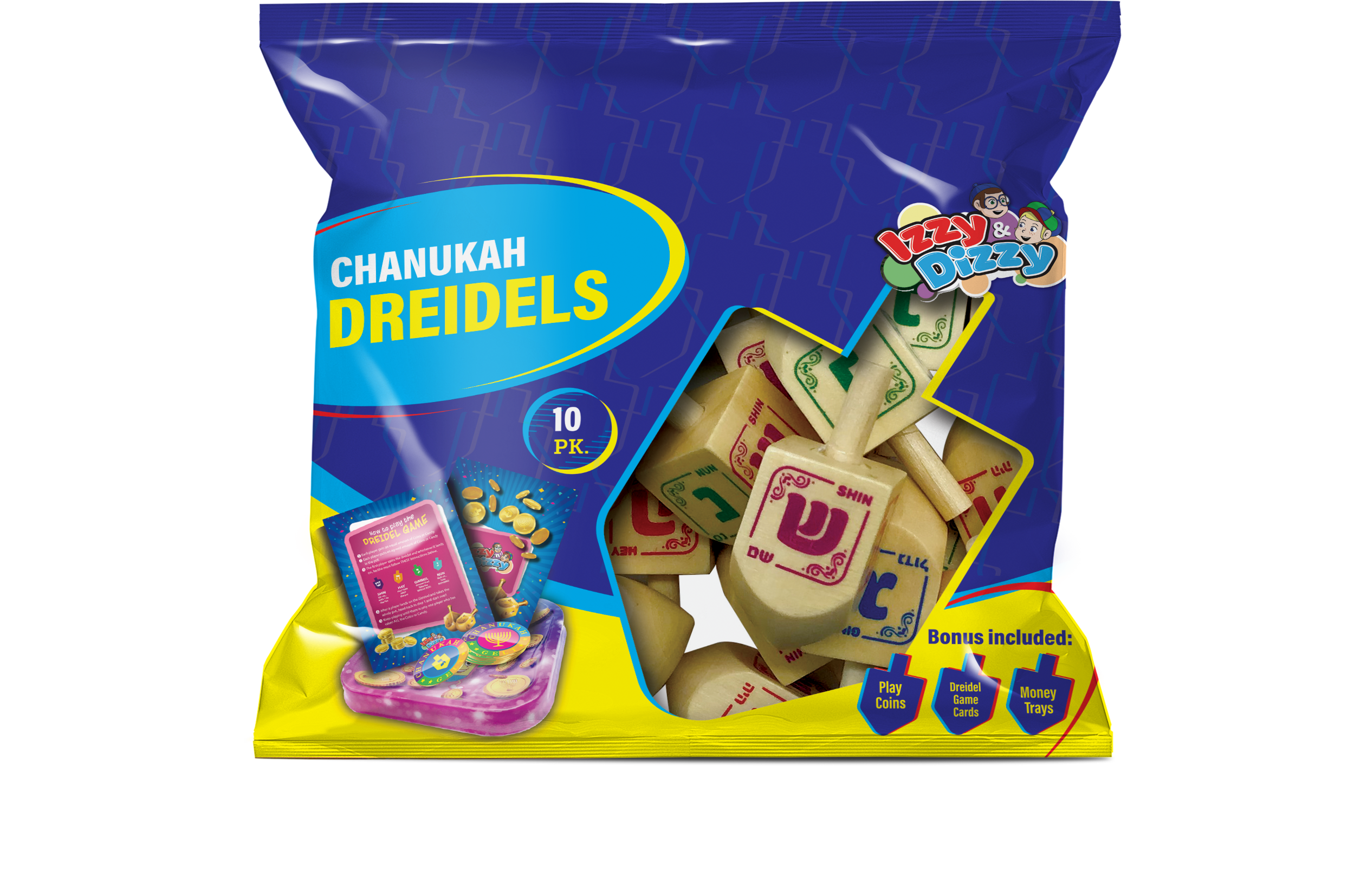 10pk. Natural Wood Color Dreidels — Judaica Square