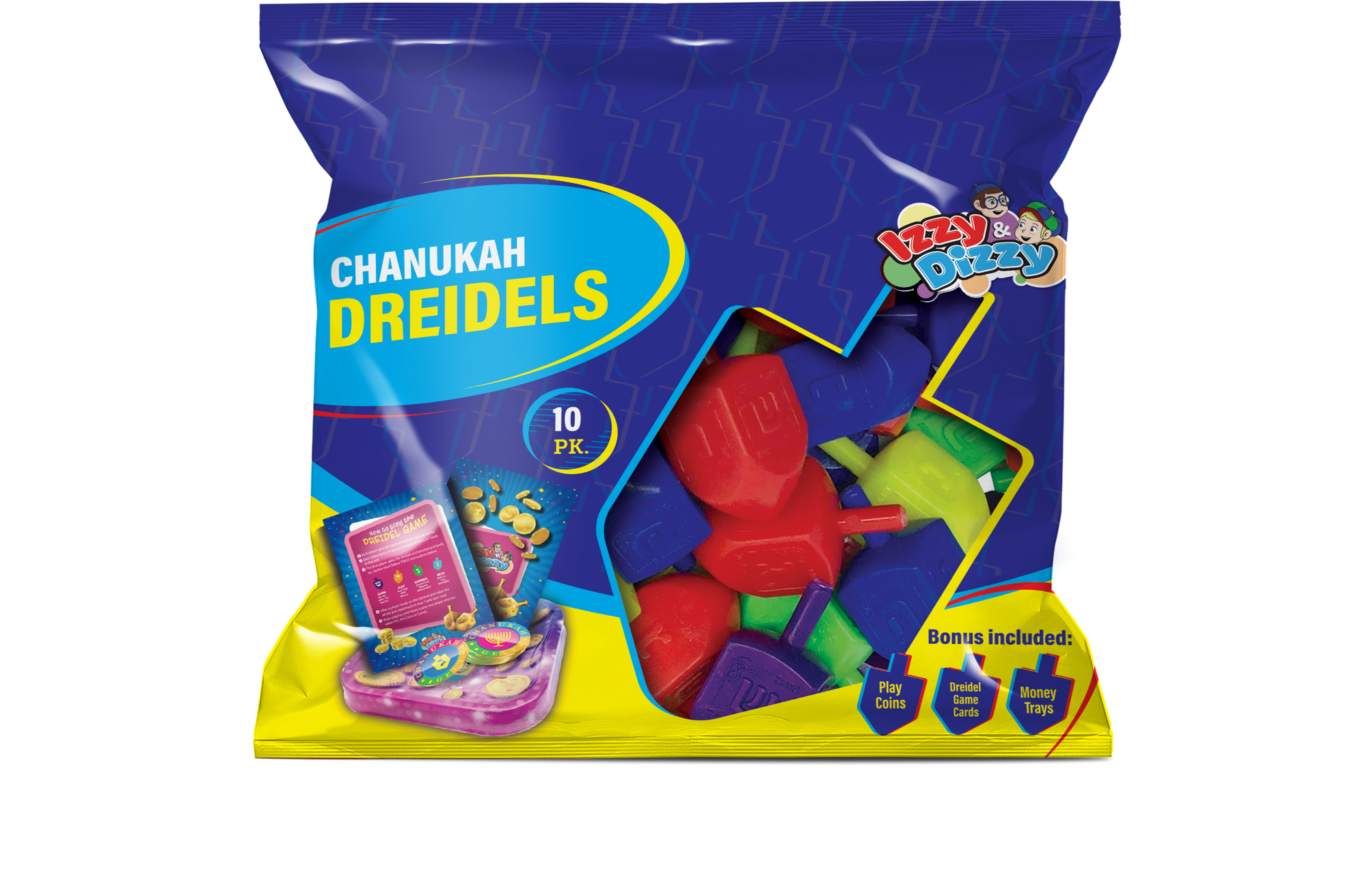 10PK. Multi Color Plastic Dreidels Medium Pack — Judaica Square
