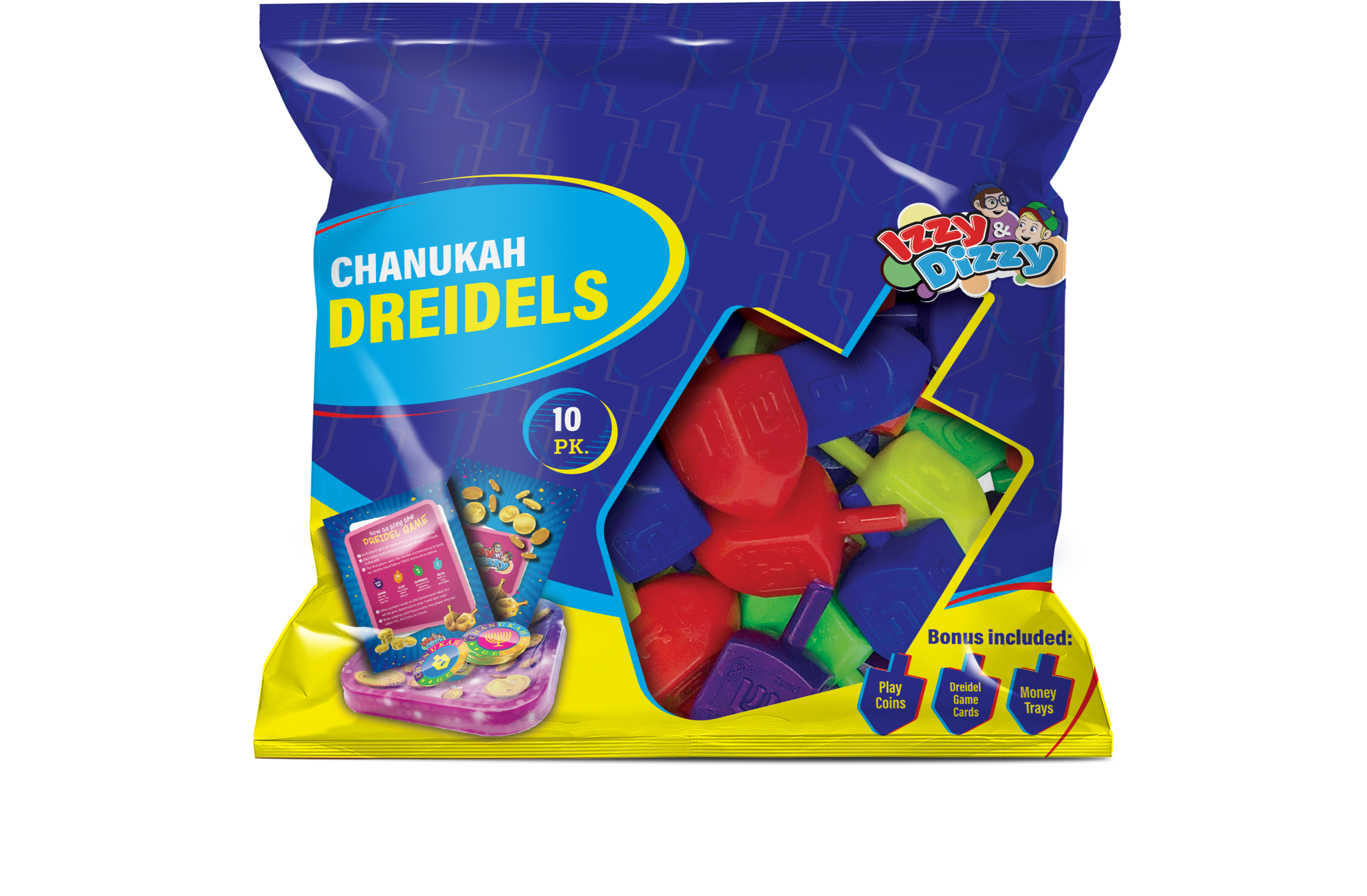 10PK. Multi Color Plastic Dreidels Medium Pack — Judaica Square
