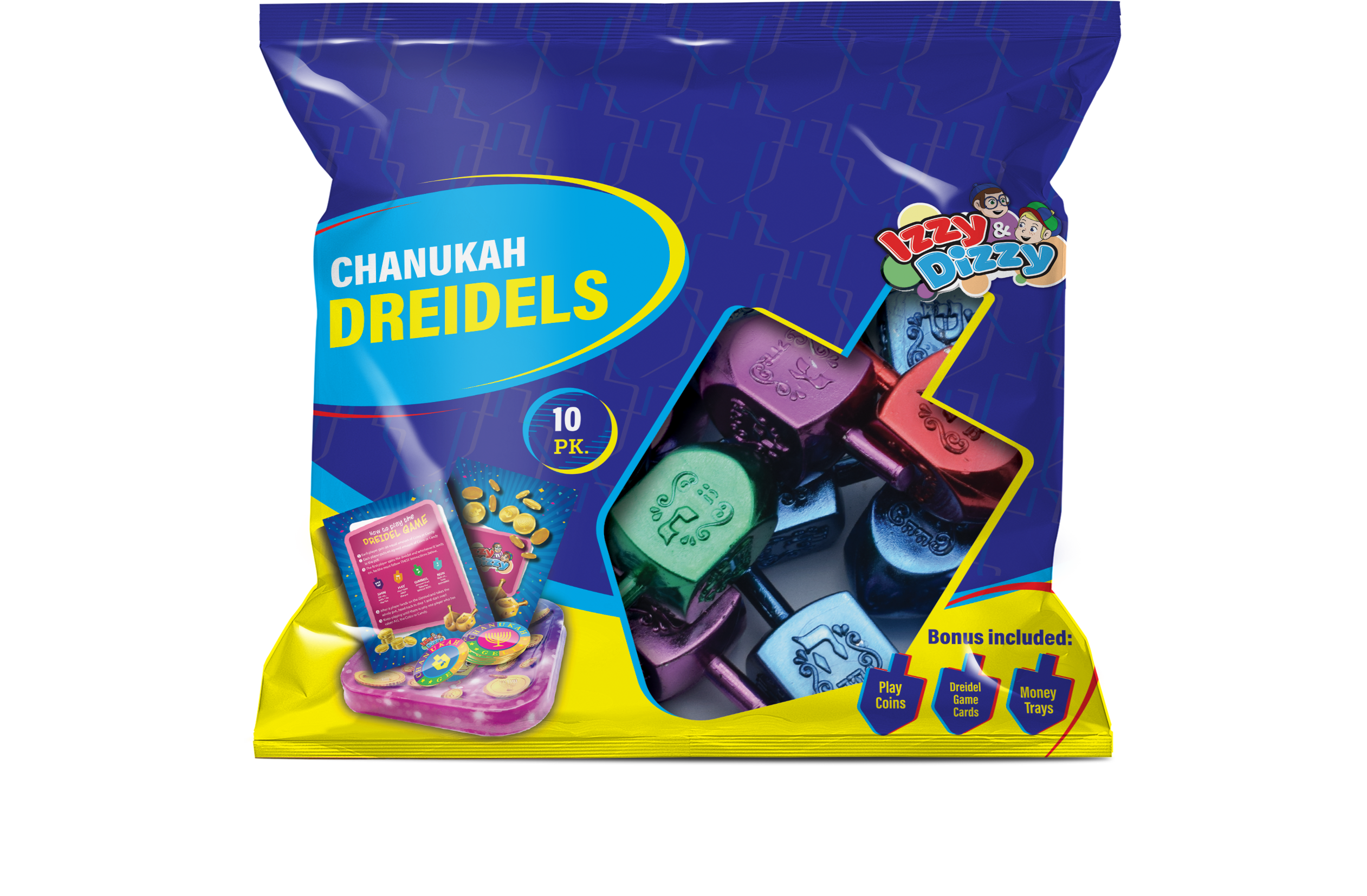 10PK. Multi Color Metallic Dreidels Medium Pack — Judaica Square