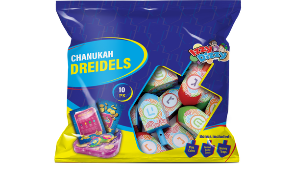 10PK. Multi Colored Pattern Print Wood Dreidels Medium Pack — Judaica Square
