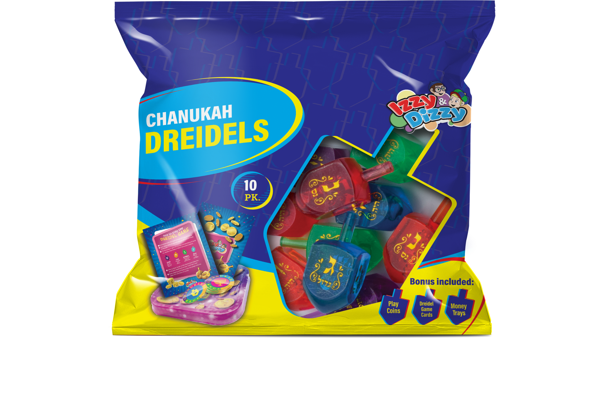 10PK. Lucite Dreidels Medium Pack — Judaica Square