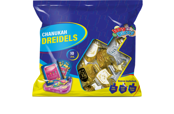 10PK. Gold & Silver Metallic Dreidels Medium Pack — Judaica Square