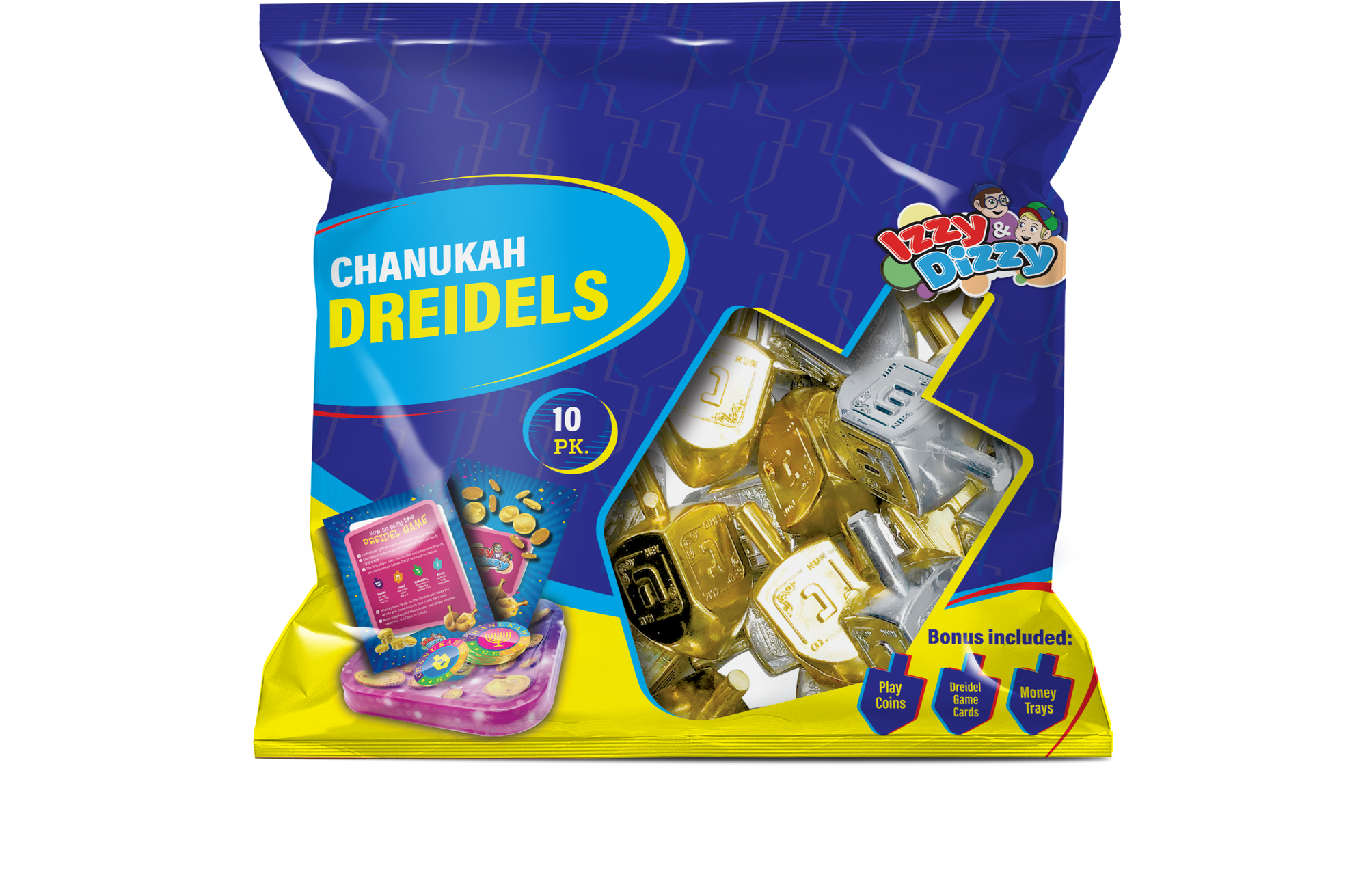 10PK. Gold & Silver Metallic Dreidels Medium Pack — Judaica Square