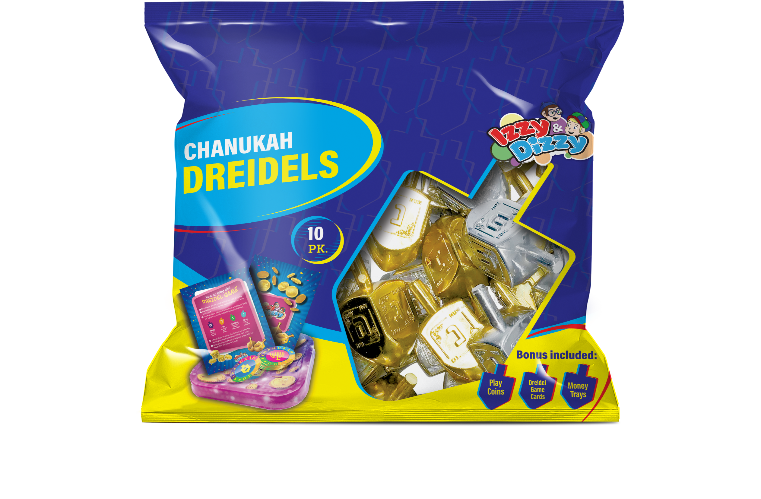 10PK. Gold & Silver Metallic Dreidels Medium Pack — Judaica Square