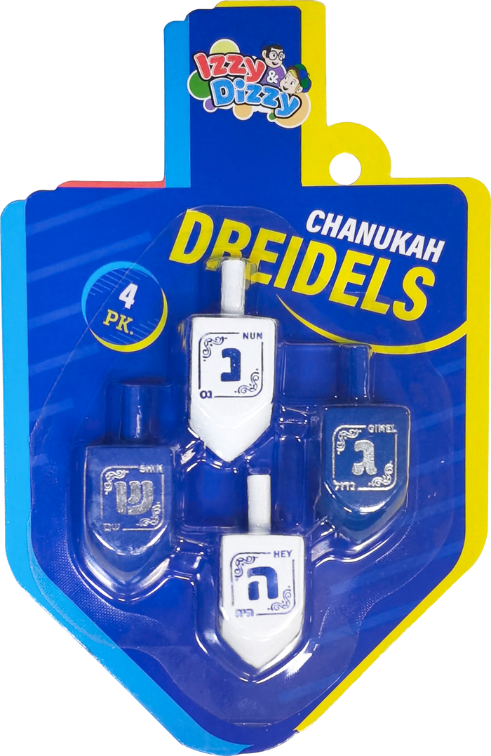 4PK. Blue & White Wood Dreidels Medium — Judaica Square