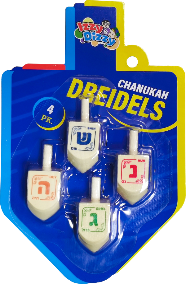 4PK. Natural Wood Dreidels Medium — Judaica Square