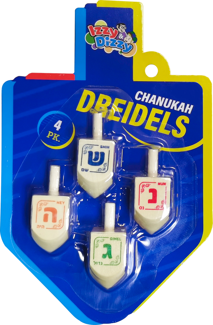 Natural Wood Dreidels: four plain unfinished medium wood dreidels