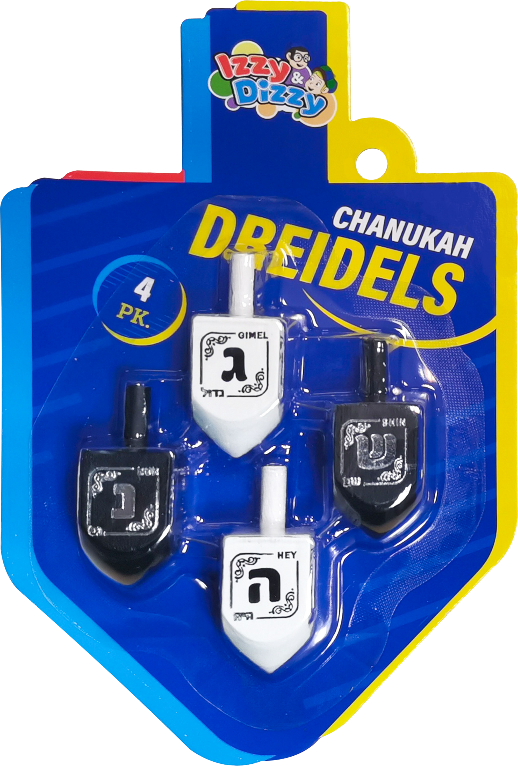 Black and White Wood Dreidels Medium - 4 Pack — Judaica Square