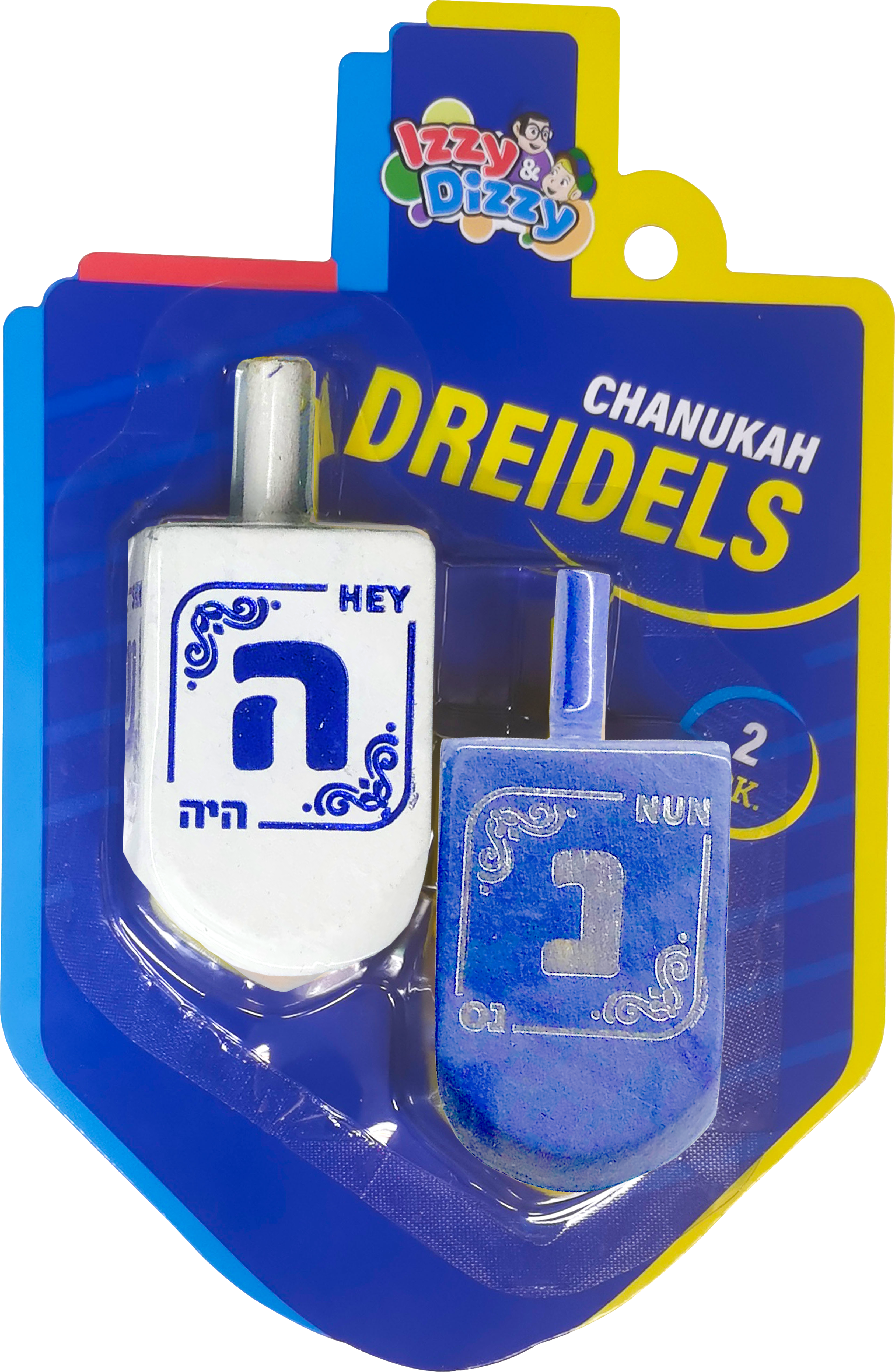 Blue & White Wood Dreidels Large - 2 Pack — Judaica Square