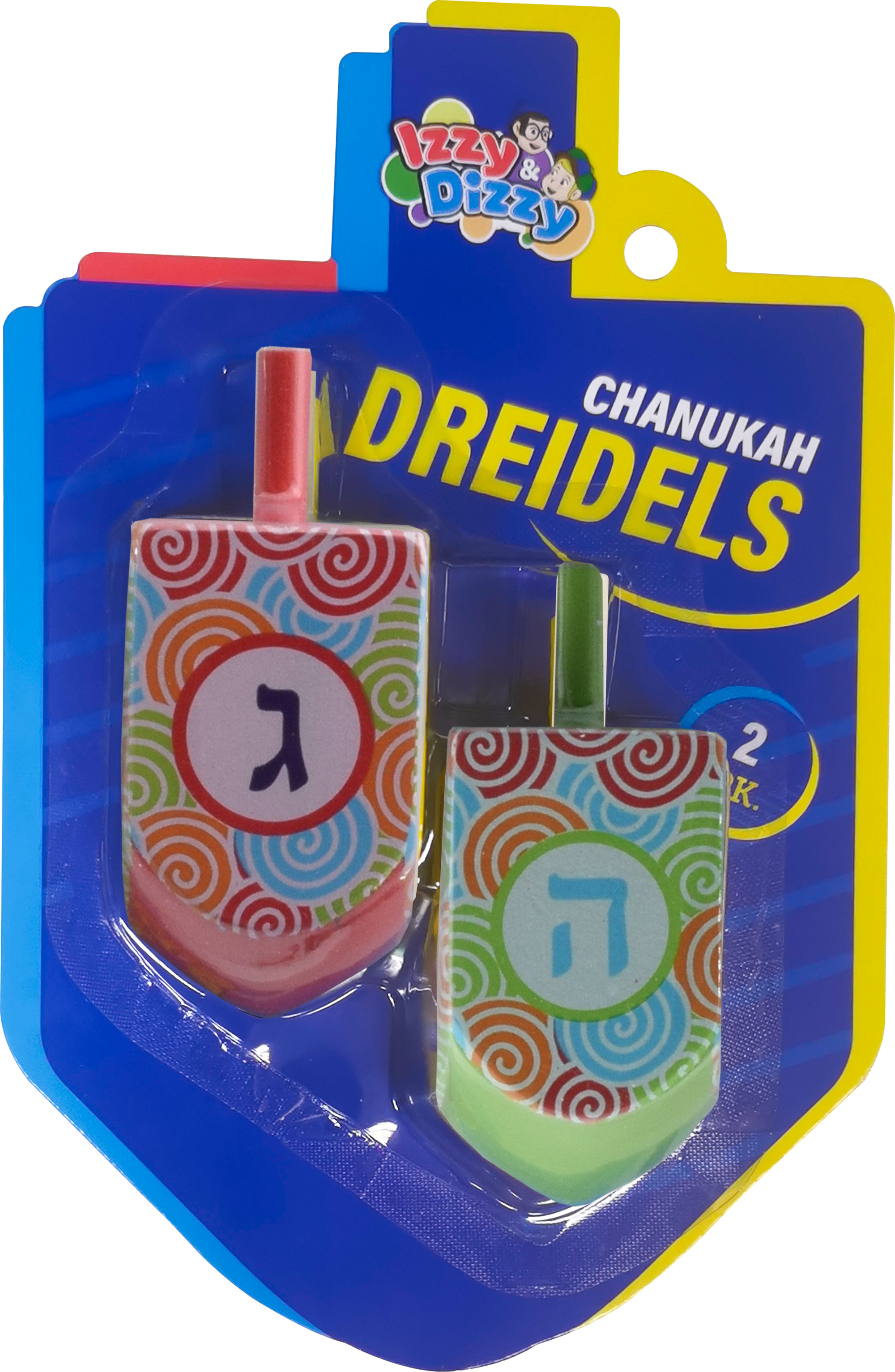 2PK. Multi Colored Pattern Print Wood Dreidels Large — Judaica Square