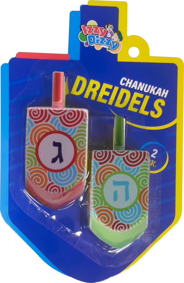 2PK. Multi Colored Pattern Print Wood Dreidels Large — Judaica Square