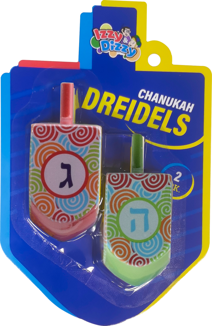2PK. Multi Colored Pattern Print Wood Dreidels Large — Judaica Square