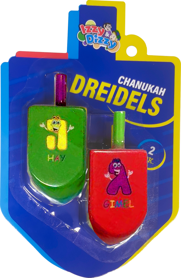 2PK. Character Letters Wood Dreidels Large — Judaica Square