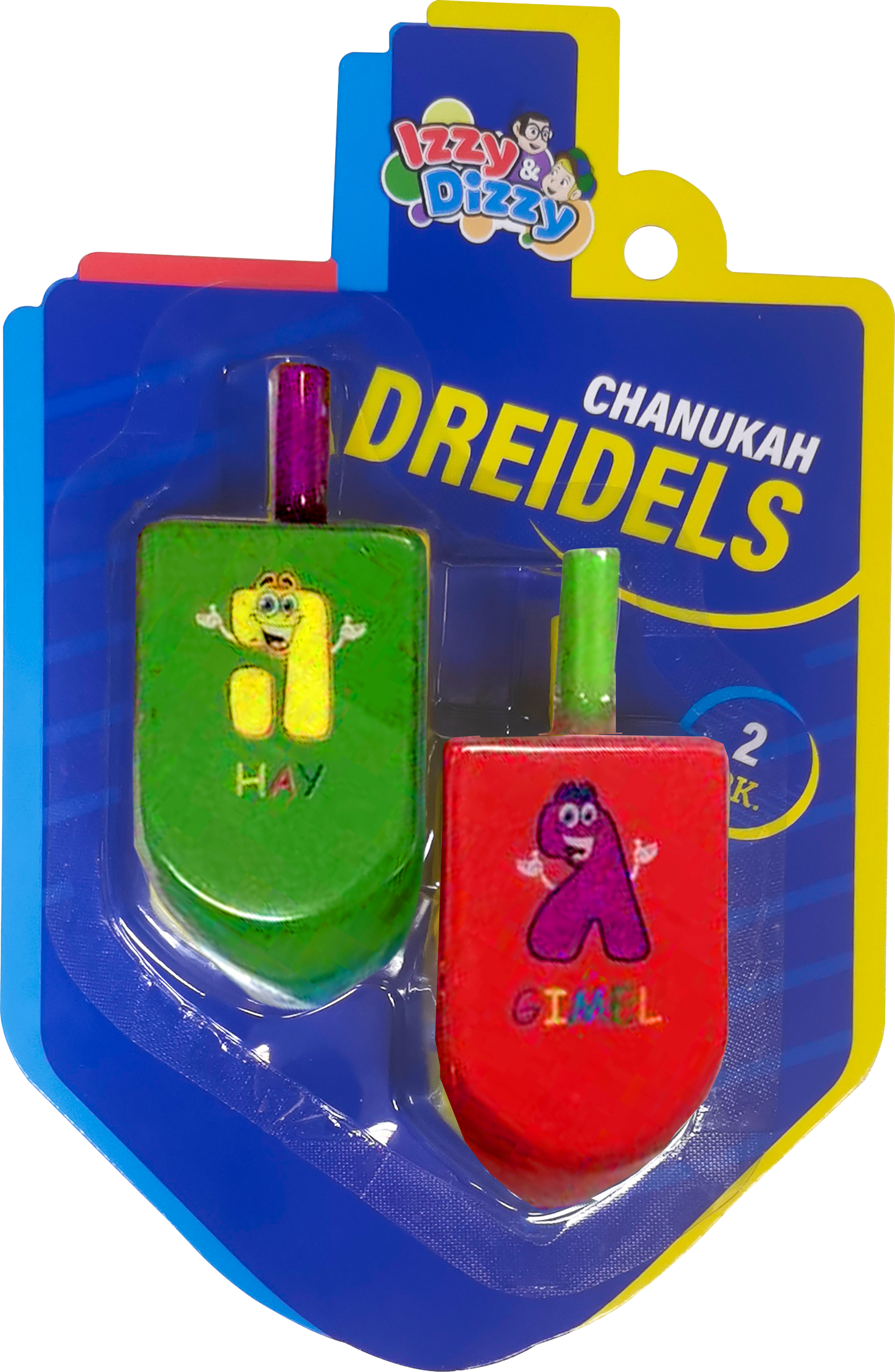 2PK. Character Letters Wood Dreidels Large — Judaica Square