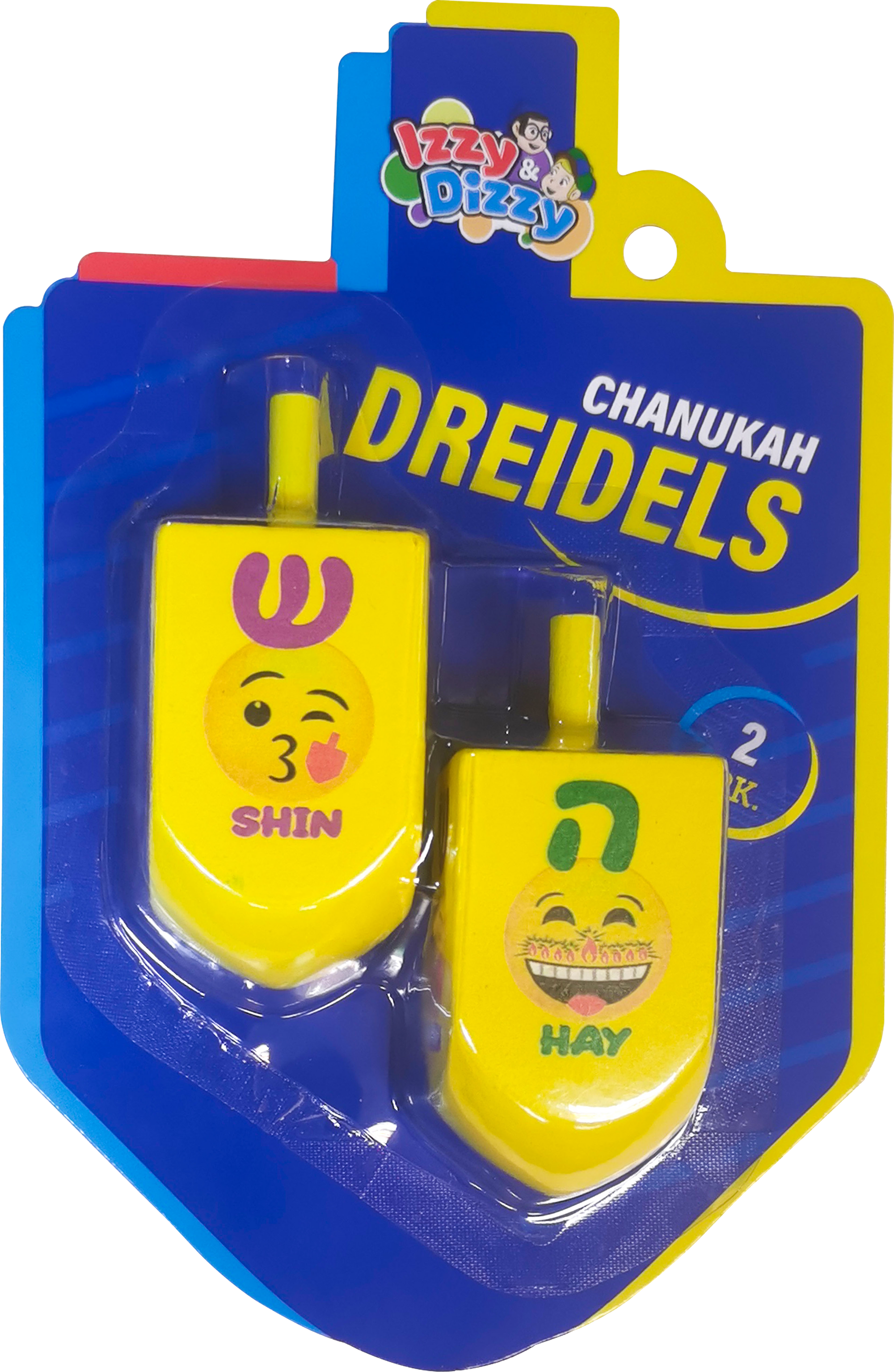 Emoji Wood Dreidels Large - 2 Pack — Judaica Square