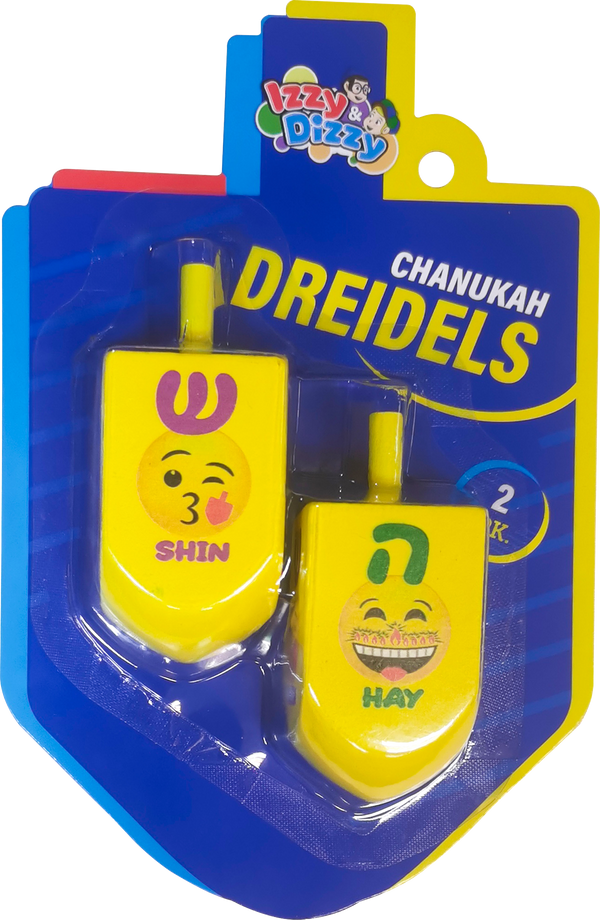 Emoji Wood Dreidels Large - 2 Pack — Judaica Square