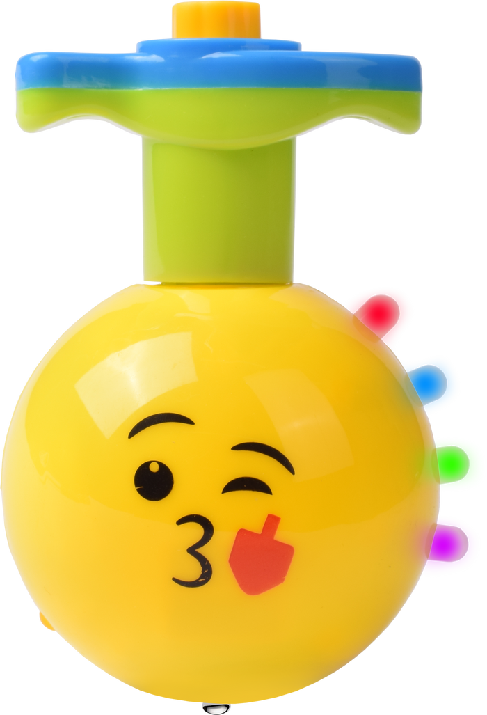 Emoji Musical Dreidels — dreidels printed with emoji faces mid-spin | Judaica Square Lakewood