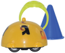 The Space Dreidel — multi-spin dreidel shown with its cone tip and ring | Judaica Square Lakewood