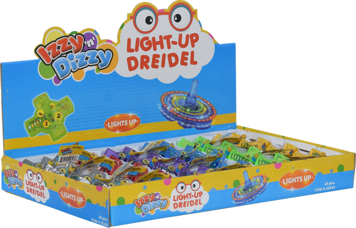 Light-Up Dreidel — glowing dreidel mid-spin on a table | Judaica Square Lakewood