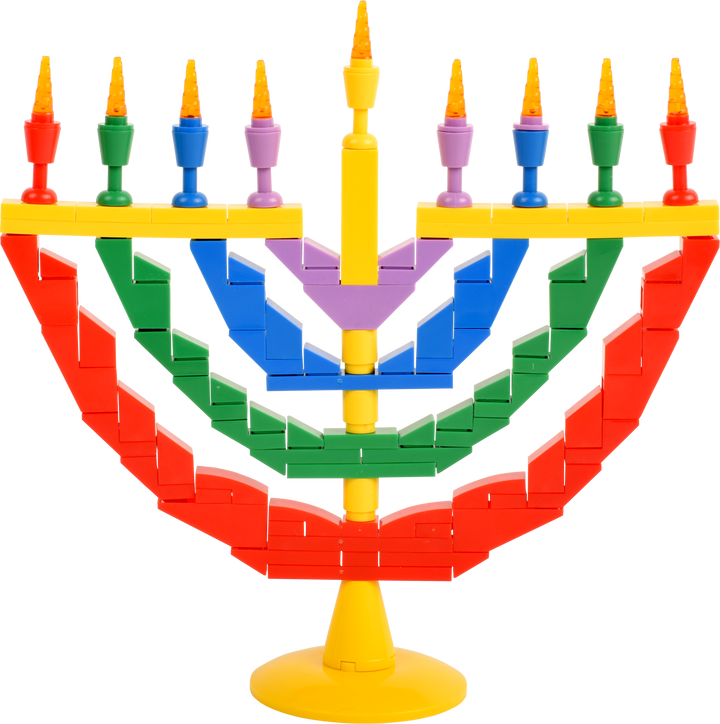 Bricks Menorah Set, Chanukah menorah built from interlocking bricks