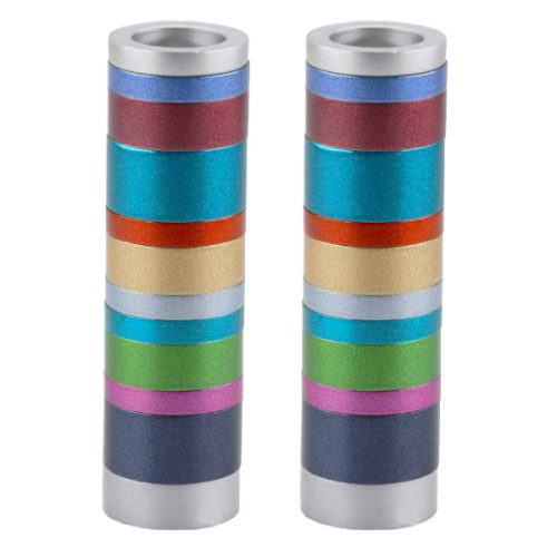 Emanuel Anodized Cylinder Candlesticks-Rings