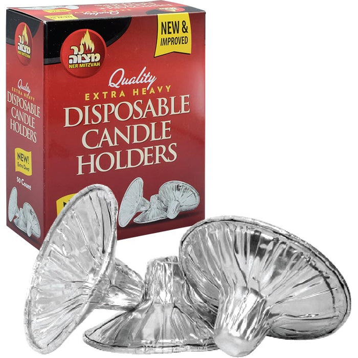 Ner Mitzvah extra-heavy disposable candelabra wax guards, 50-count box and inserts