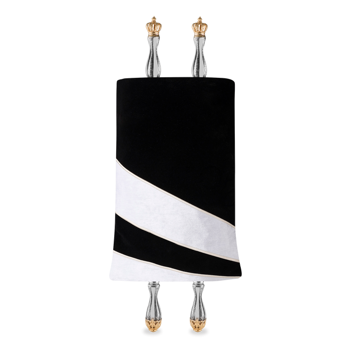 Velvet Torah Mantle -style 414- Black - Torah Covers & Mantles