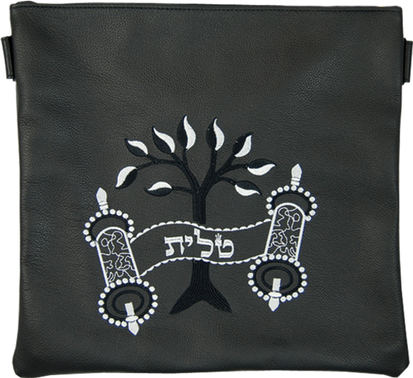 Prestige Leather Tallit & Tefillin Bag — Eitz Chaim Design, Traditional Collection (270A-BK)