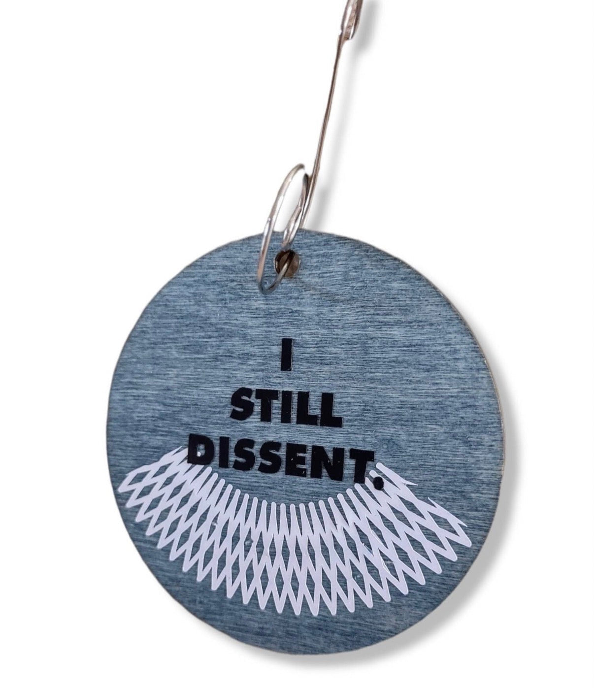 Feminist ornament reading Nevertheless She Persisted in painted wood | Judaica Square Lakewood (view 11)