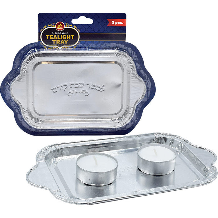 Disposable Tealight Tray — shallow tray holding eight tealight candles | Judaica Square Lakewood