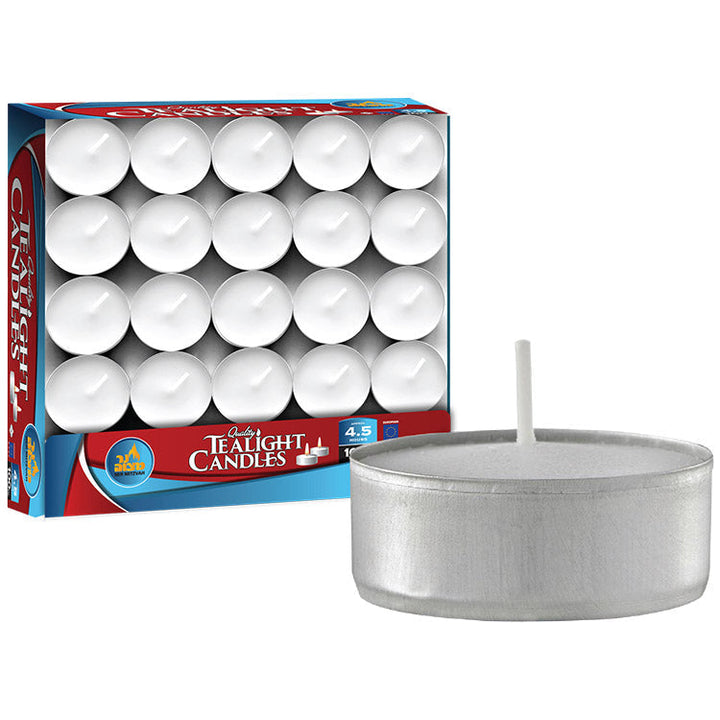 European Travel Candles, 100-Pack — bulk box of small 4.5-hour travel tealights