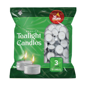 Travel Tealight Candles in a Bag, 50 Count — half-size bag of tealight candles | Judaica Square Lakewood