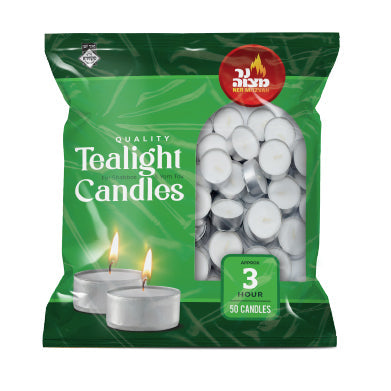 Travel Tealight Candles in a Bag, 50 Count — half-size bag of tealight candles | Judaica Square Lakewood
