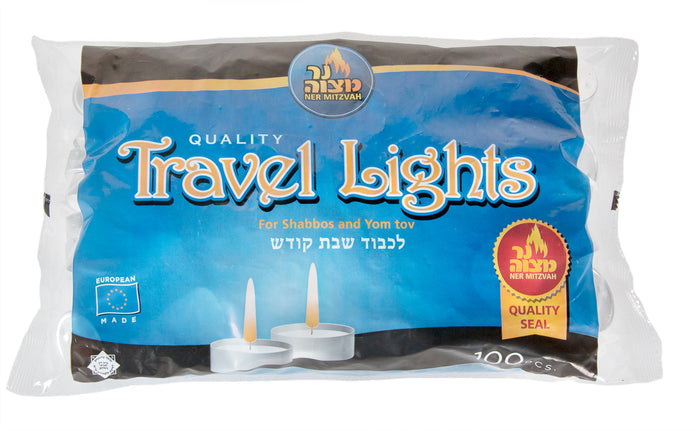Travel Tealight Candles in a Bag, 100 Count — bagged bulk tealights in metal cups | Judaica Square Lakewood