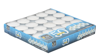 Olive Oil Tealights — individually plastic-wrapped tealight cups in a 50-count pack | Judaica Square Lakewood