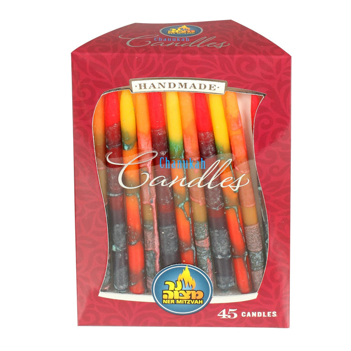 Multi-Color Premium Chanukah Candles — box of 45 brightly colored menorah candles | Judaica Square Lakewood