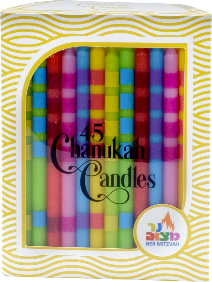 Mini Metallic Multicolor Chanukah Candles — 45 short coloured candles | Judaica Square Lakewood