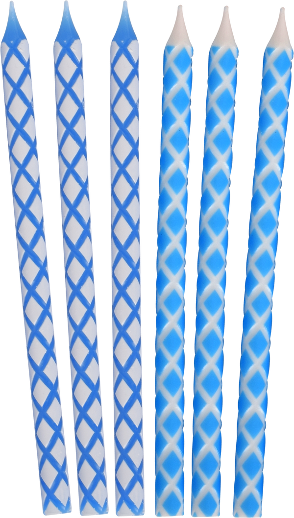 45 Pk. Blue & White Diamond Etched Chanukah Candles — Judaica Square