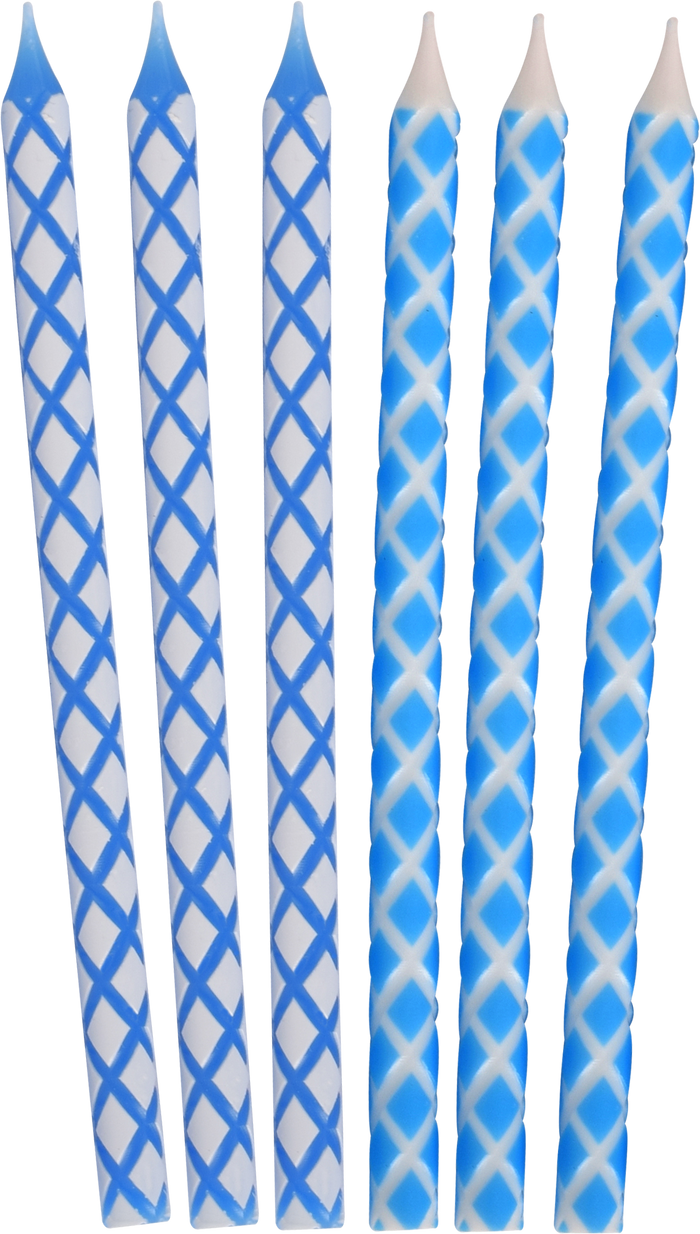 45 Pk. Blue & White Diamond Etched Chanukah Candles — Judaica Square