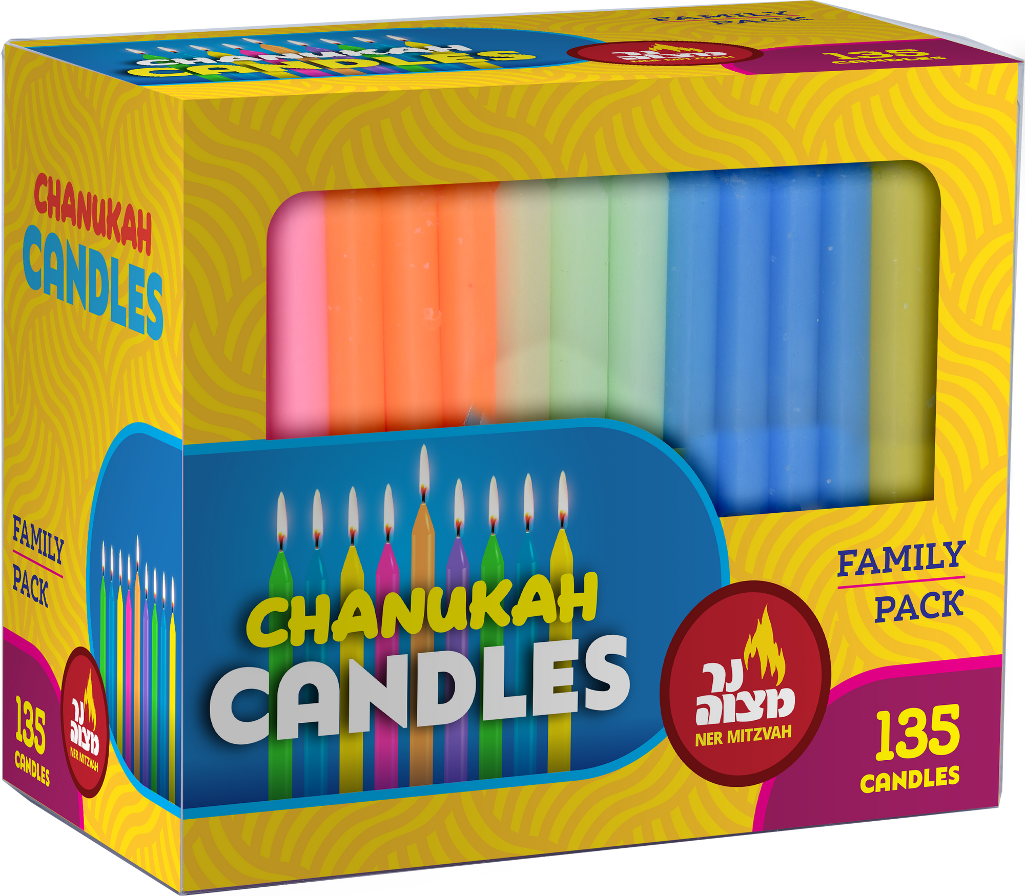 Family Pack Multi Color Chanukah Candles — Judaica Square