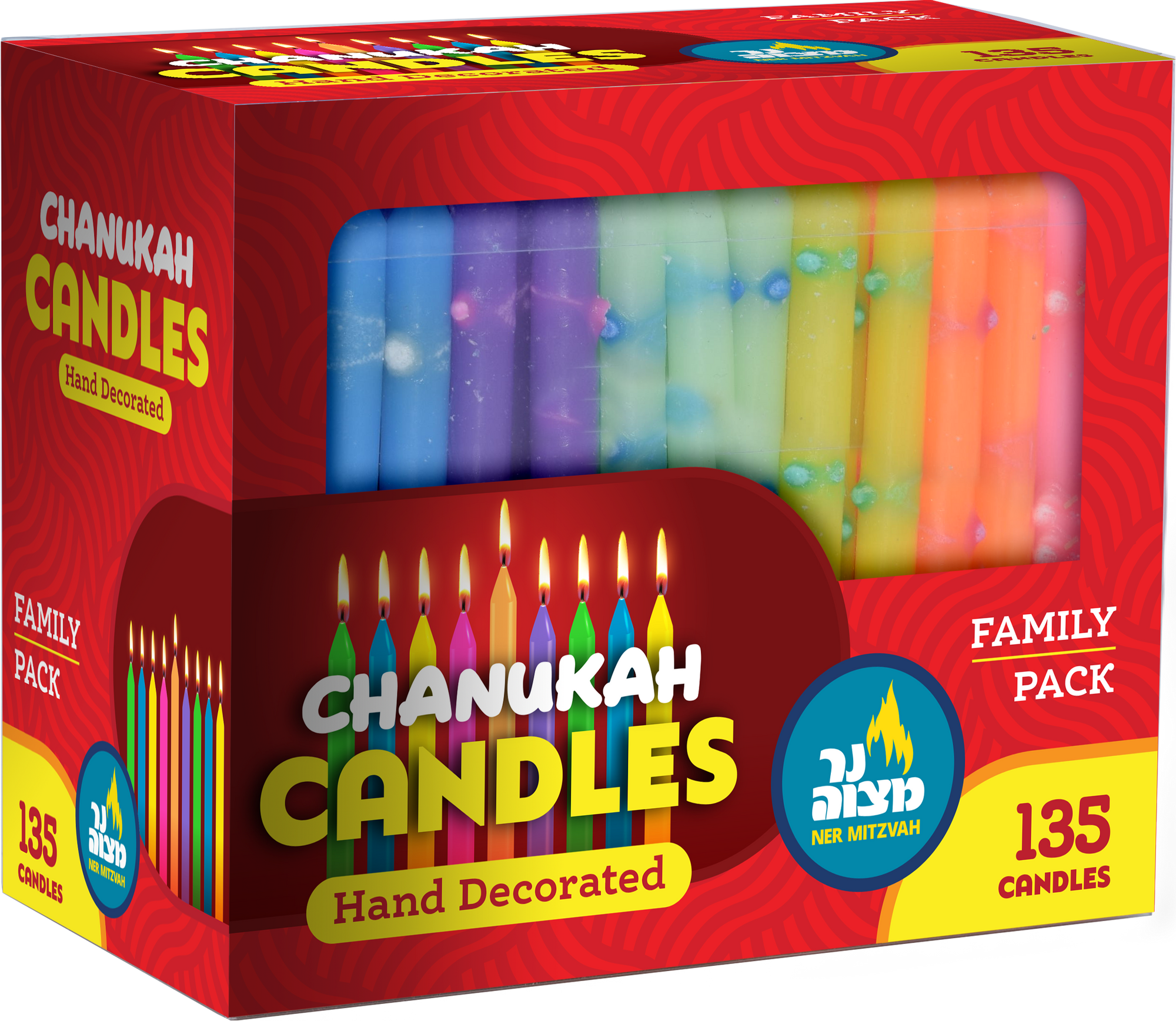 Family Pack Deorated Chanukah Candles — Judaica Square
