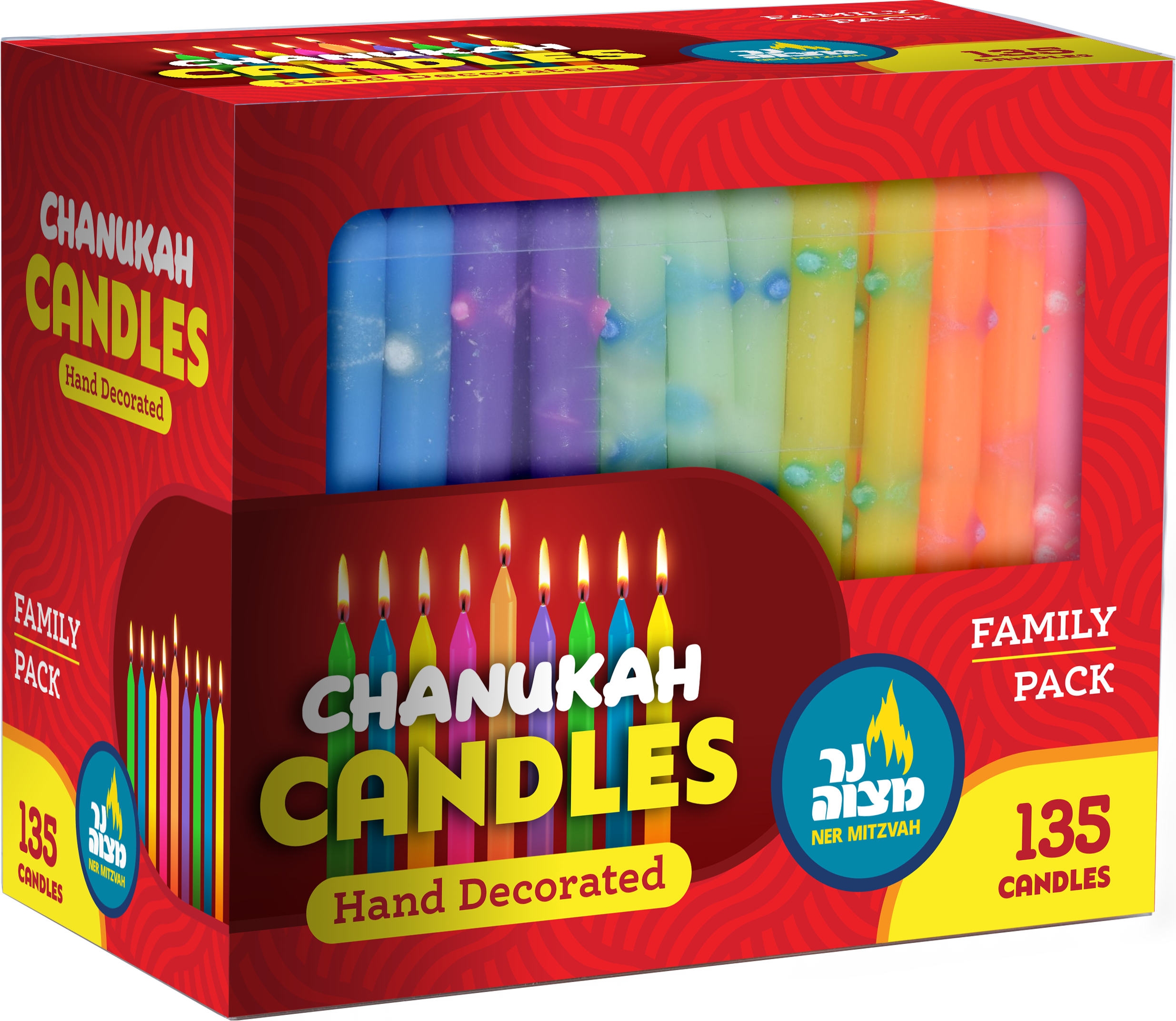 Family Pack Deorated Chanukah Candles — Judaica Square